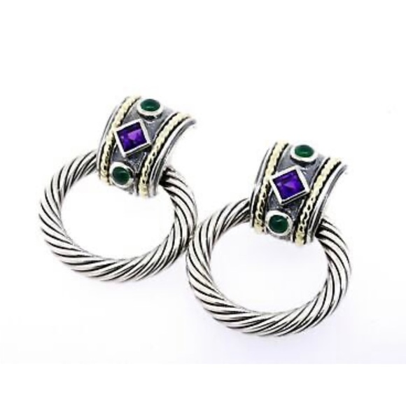 David Yurman Jewelry - *RARE* DAVID YURMAN VintageDoorknocker Earring’s With Amethyst & Emerald Stones
